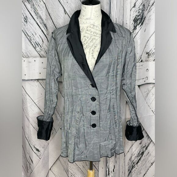 Beluva San Francisco Reversible Jacket Black & Plaid L - Picture 2 of 11